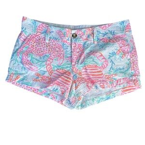 Lilly Pulitzer Seersucker Walsh Shorts Crab Design Size 10 Beach Summer Vacation